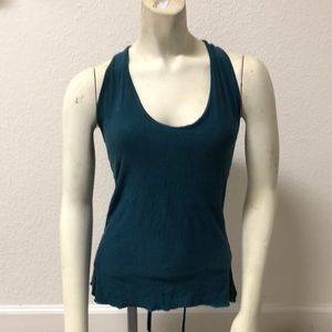 Mahadevi teal lace-up back top